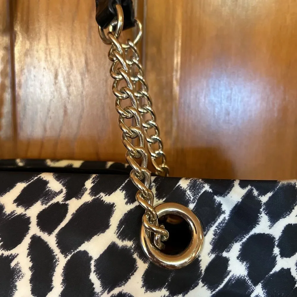 Vintage Kate Spade Animal Print Handbag Purse Patent Bow Luxury Designer